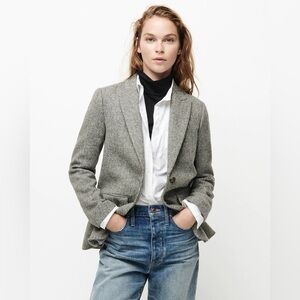 J Crew Gray Herringbone Wool Boyfriend Blazer—Size 6